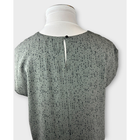 Eileen Fisher 100% Silk Round Neck Maxi Shift Dress Gray Black Print Size Large - Picture 8 of 16